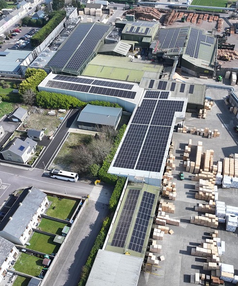 The solar panel system at GP Wood, designed to generate clean, renewable energy to power the company’s operations while reducing carbon emissions and energy costs