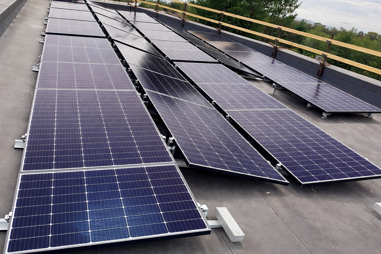 solar panels on the hotel rooftop
